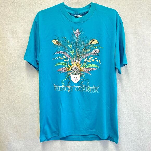 Vintage 90s single stitch graphic tee New Orleans French Quarter unisex size XL - Picture 1 of 16